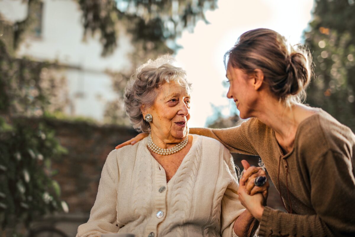 Photo by Andrea Piacquadio from Pexels: https://www.pexels.com/photo/joyful-adult-daughter-greeting-happy-surprised-senior-mother-in-garden-3768131/